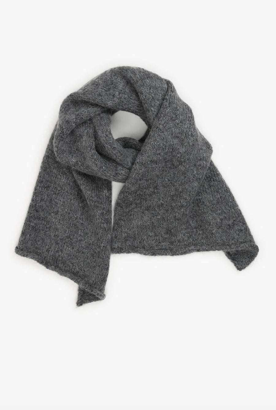 KARAKORAM - Suri Alpaca Knitted Scarf in Granite