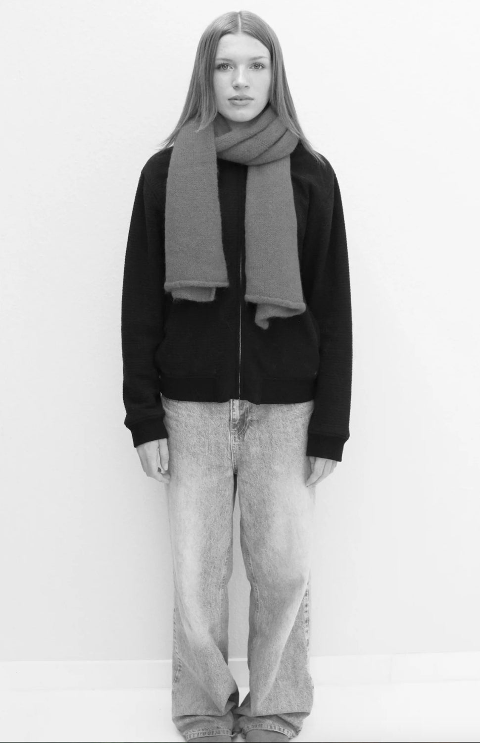 KARAKORAM - Suri Alpaca Knitted Scarf in Black