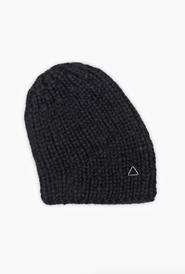 KARAKORAM - Knitted Slant Beanie in Black
