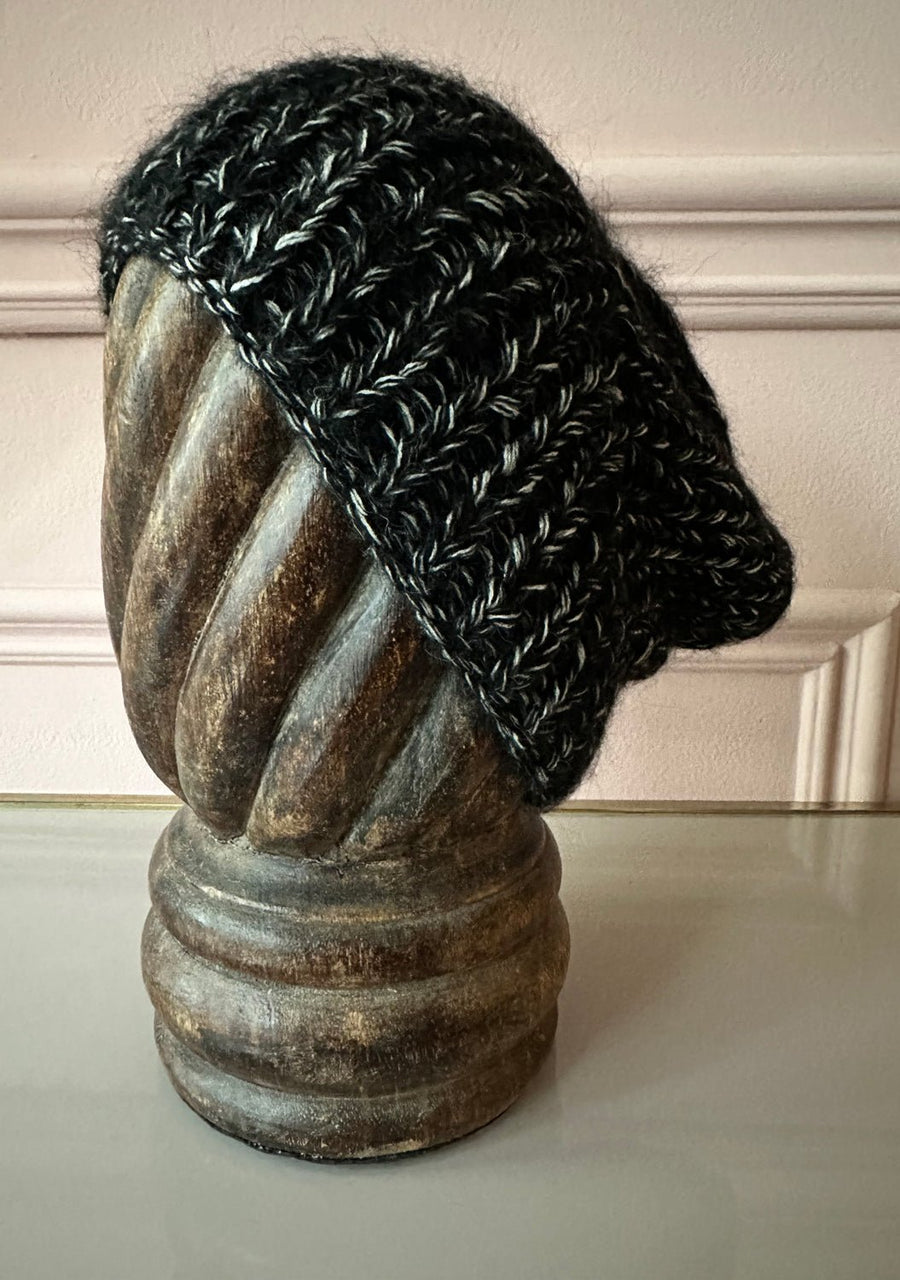 KARAKORAM - Knitted Slant Beanie in Black Mix