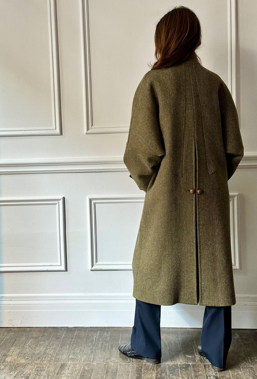 Les Prairies de Paris - Coat Giorgio in Khaki Harris Tweed