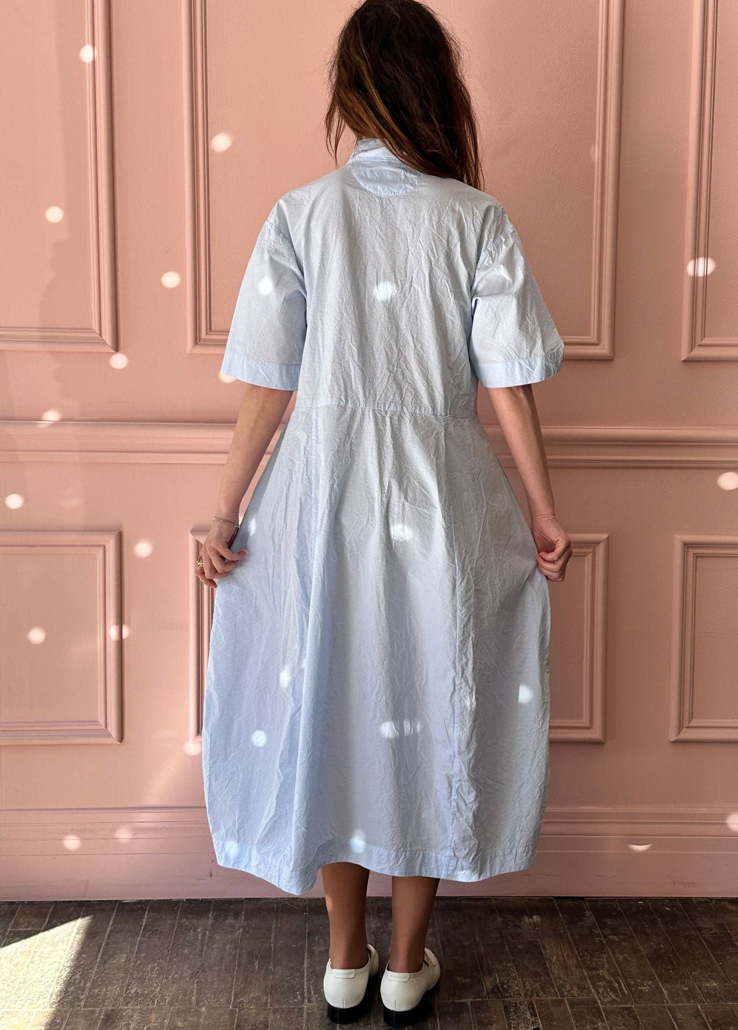 BERGFABEL - LETTY Dress in Blue/White Micro Check