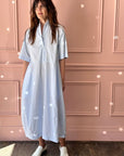 BERGFABEL - LETTY Dress in Blue/White Micro Check
