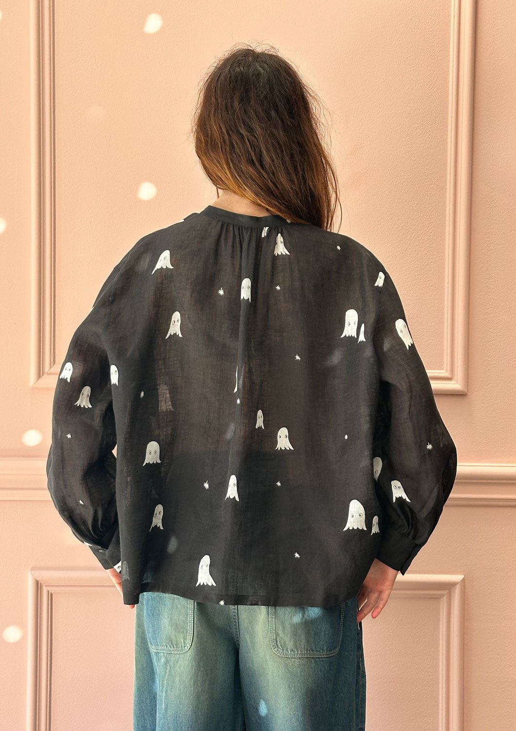MINA PERHONEN - Linen Troll Blouse in Black