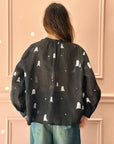 MINA PERHONEN - Linen Troll Blouse in Black