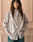 LES PRAIRIES DE PARIS - London Chemise in Rose/Grey Stripe