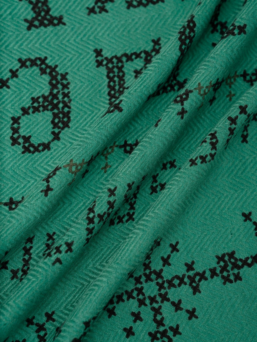 MANIPURI - SAMPLER SCARF in Green/Black