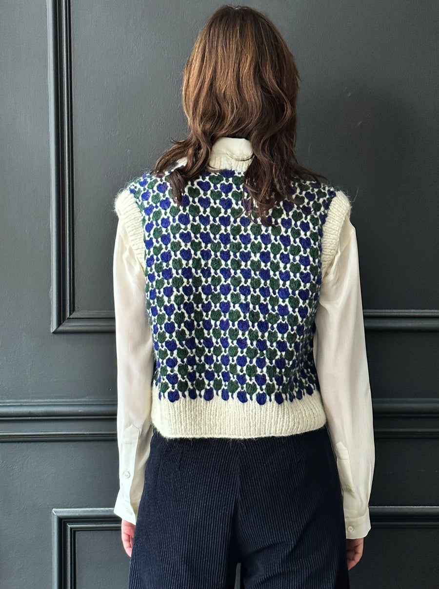 Mii COLLECTION - Amour Hand Knitted Vest in Blue