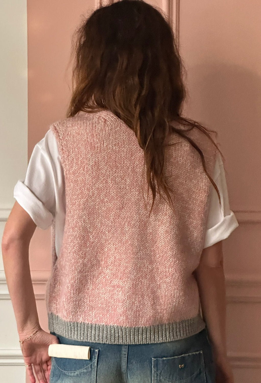 MINA PERHONEN - ADA KNIT VEST in PINK MELANGE