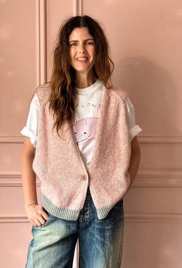 MINA PERHONEN - ADA KNIT VEST in PINK MELANGE
