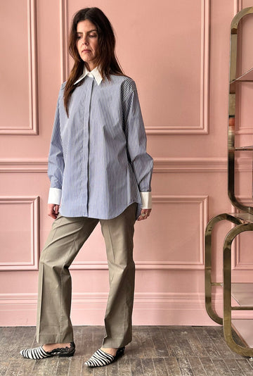 LES PRAIRIES DE PARIS - Chemise Oxford in Roma Blue Stripe