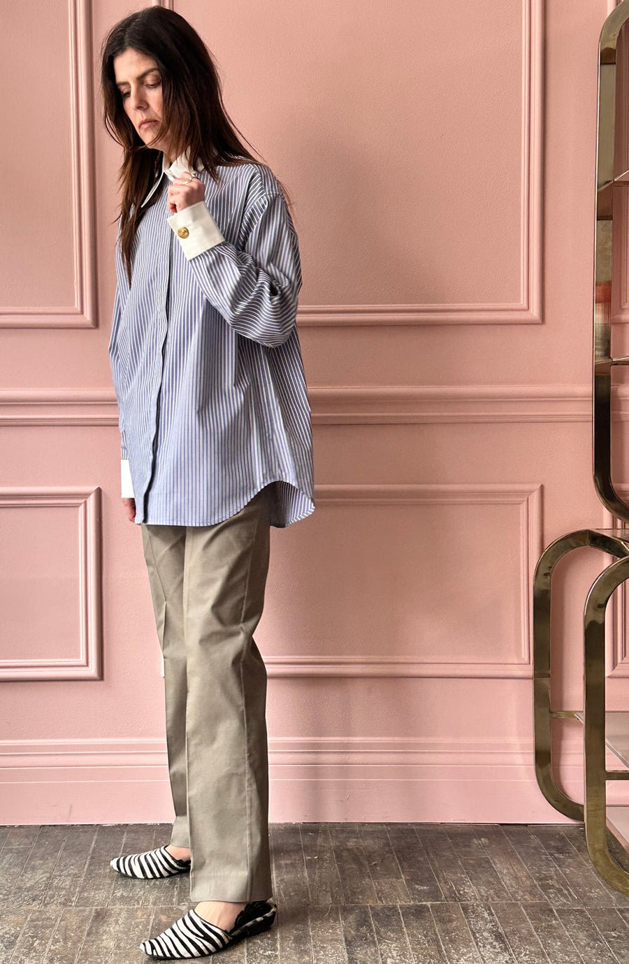 LES PRAIRIES DE PARIS - Chemise Oxford in Roma Blue Stripe