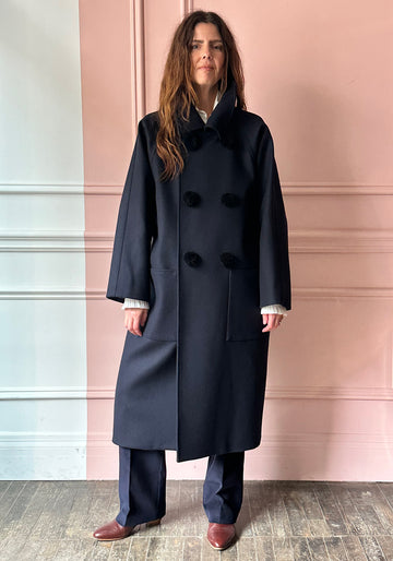 Les Prairies de Paris - PomPom Coat in Midnight