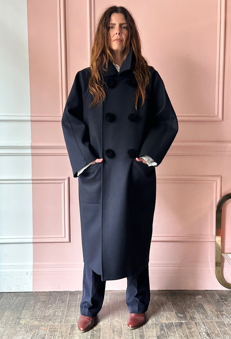 Les Prairies de Paris - PomPom Coat in Midnight