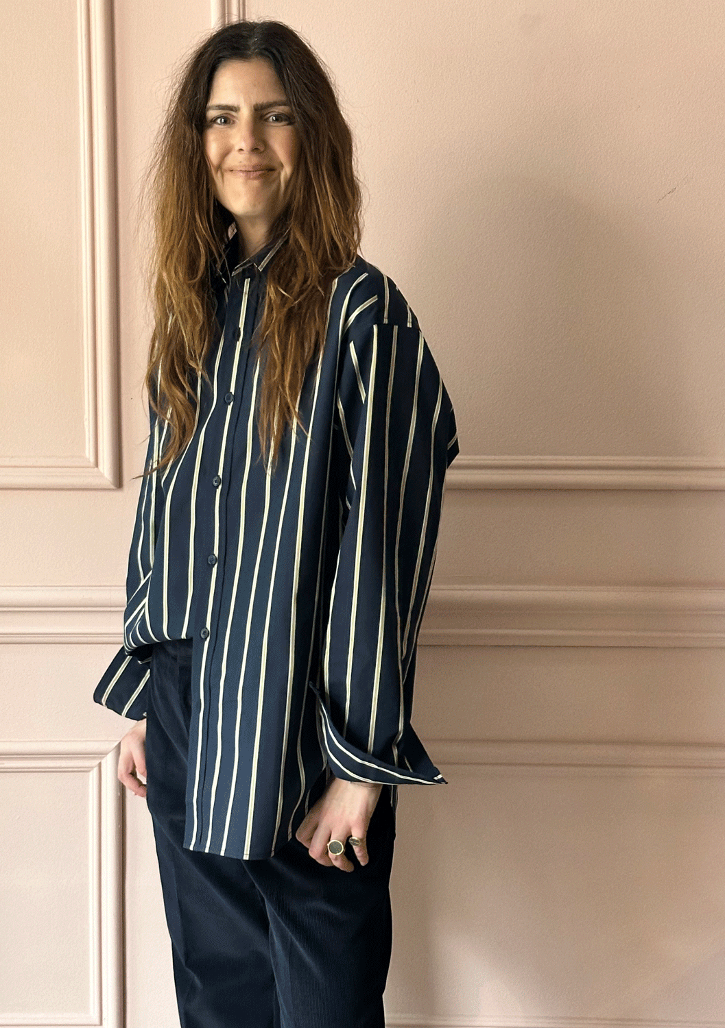 LES PRAIRIES DE PARIS - London Chemise in Blue Stripe