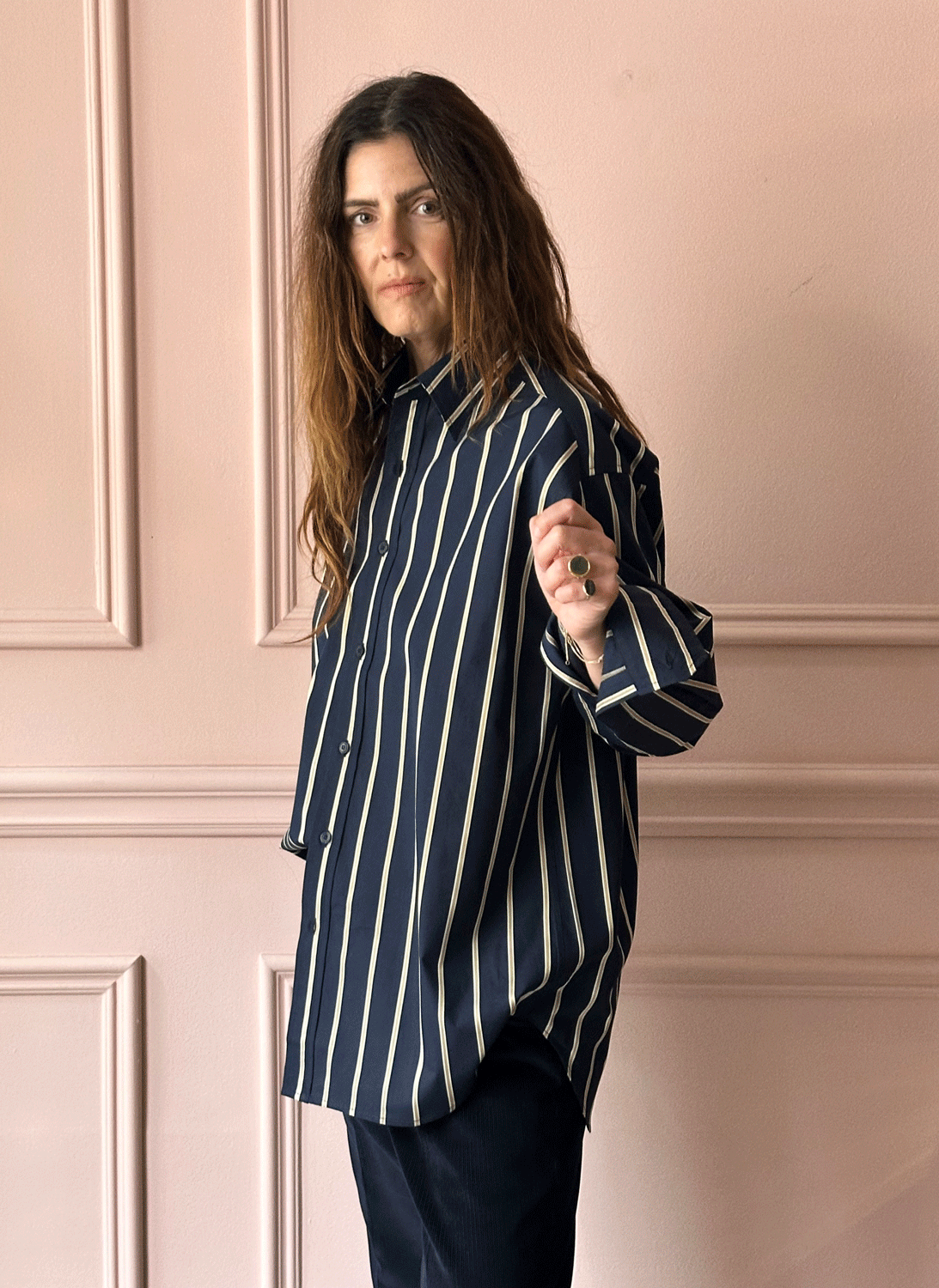 LES PRAIRIES DE PARIS - London Chemise in Blue Stripe