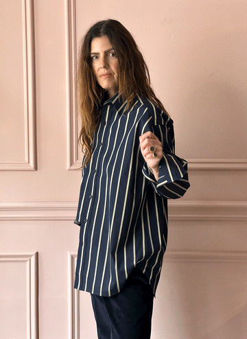 LES PRAIRIES DE PARIS - London Chemise in Blue Stripe