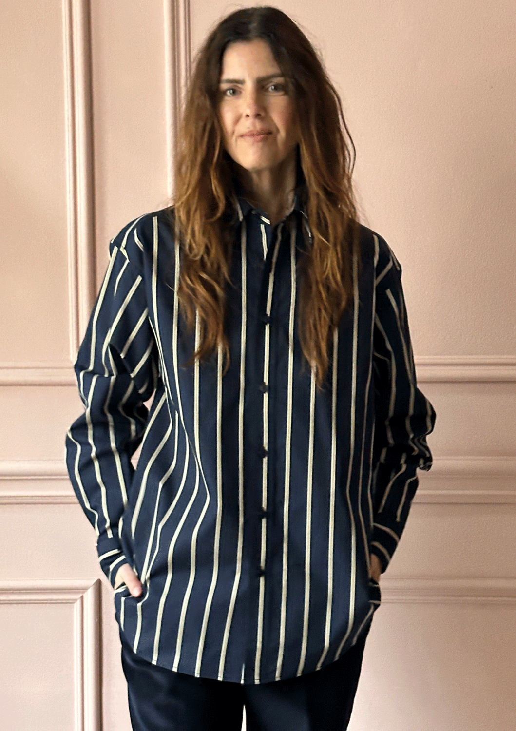 LES PRAIRIES DE PARIS - London Chemise in Blue Stripe