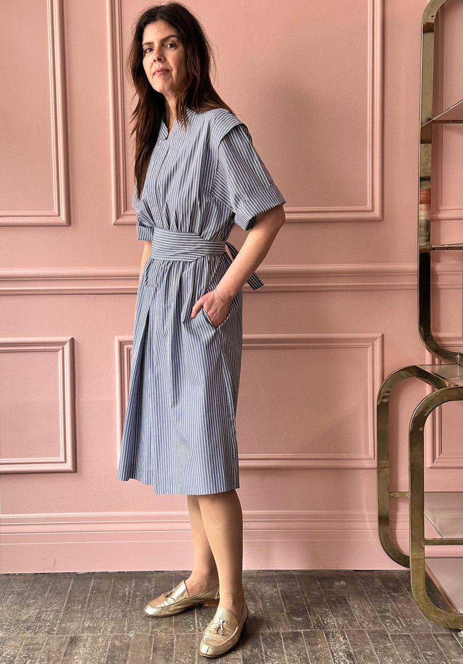 LES PRAIRIES DE PARIS - Robe Jackot in Blue Roma Stripe