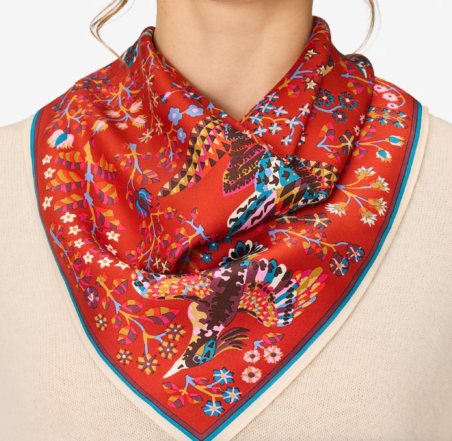 INOUI EDITIONS - RENE PERROT Square 65cm Scarf in Brown