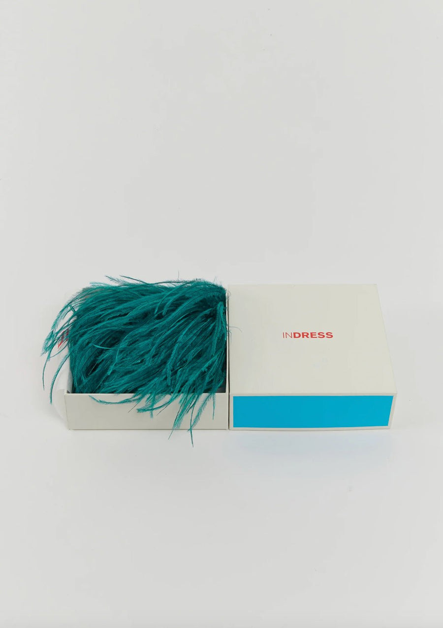 INDRESS - Feather Brooch/Headpiece in Petrol Blue