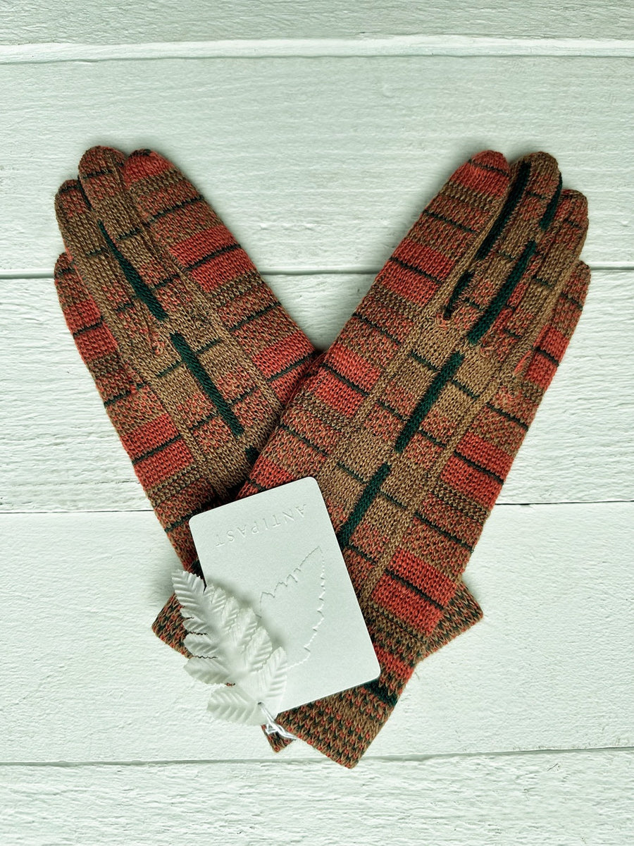 ANTIPAST -  Plaid Knit Gloves in Beige