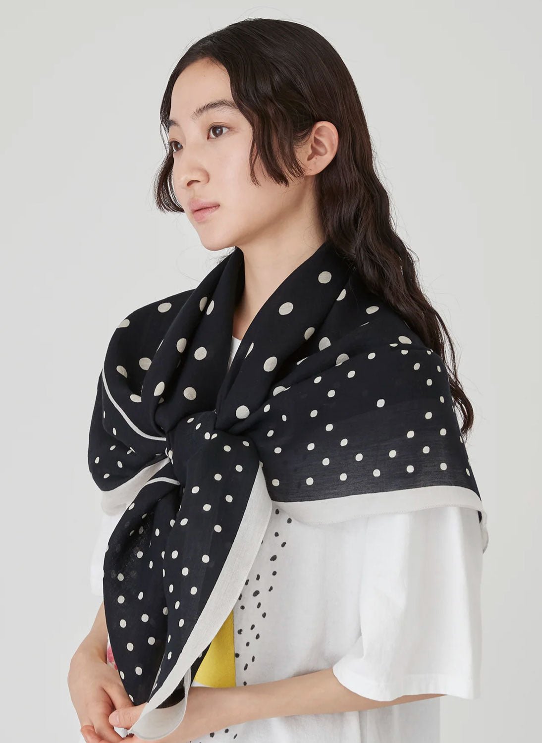 MANIPURI - Geome Dot 120cm Scarf in Black