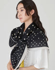 MANIPURI - Geome Dot 120cm Scarf in Black