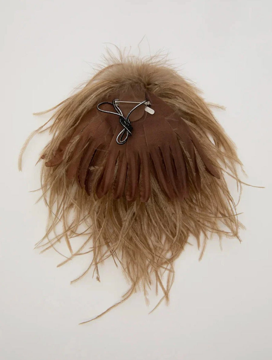 INDRESS - Feather Brooch/Headpiece in Camel