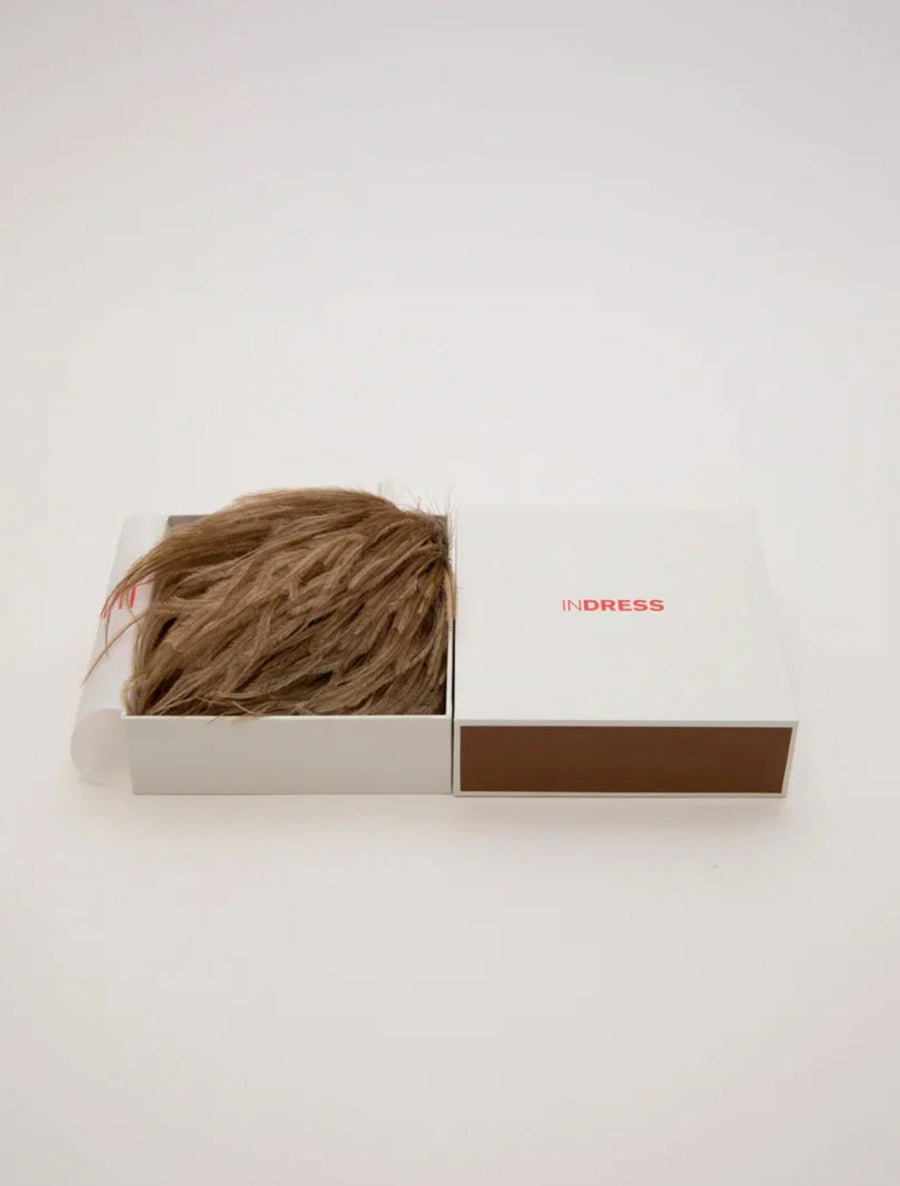 INDRESS - Feather Brooch/Headpiece in Camel
