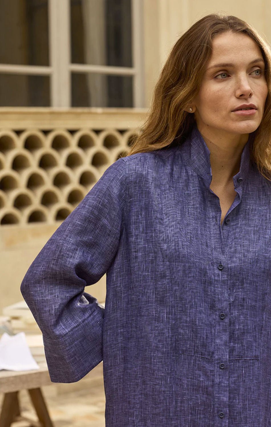 BOURRIENNE - Rosee Shirtdress in Navy Linen