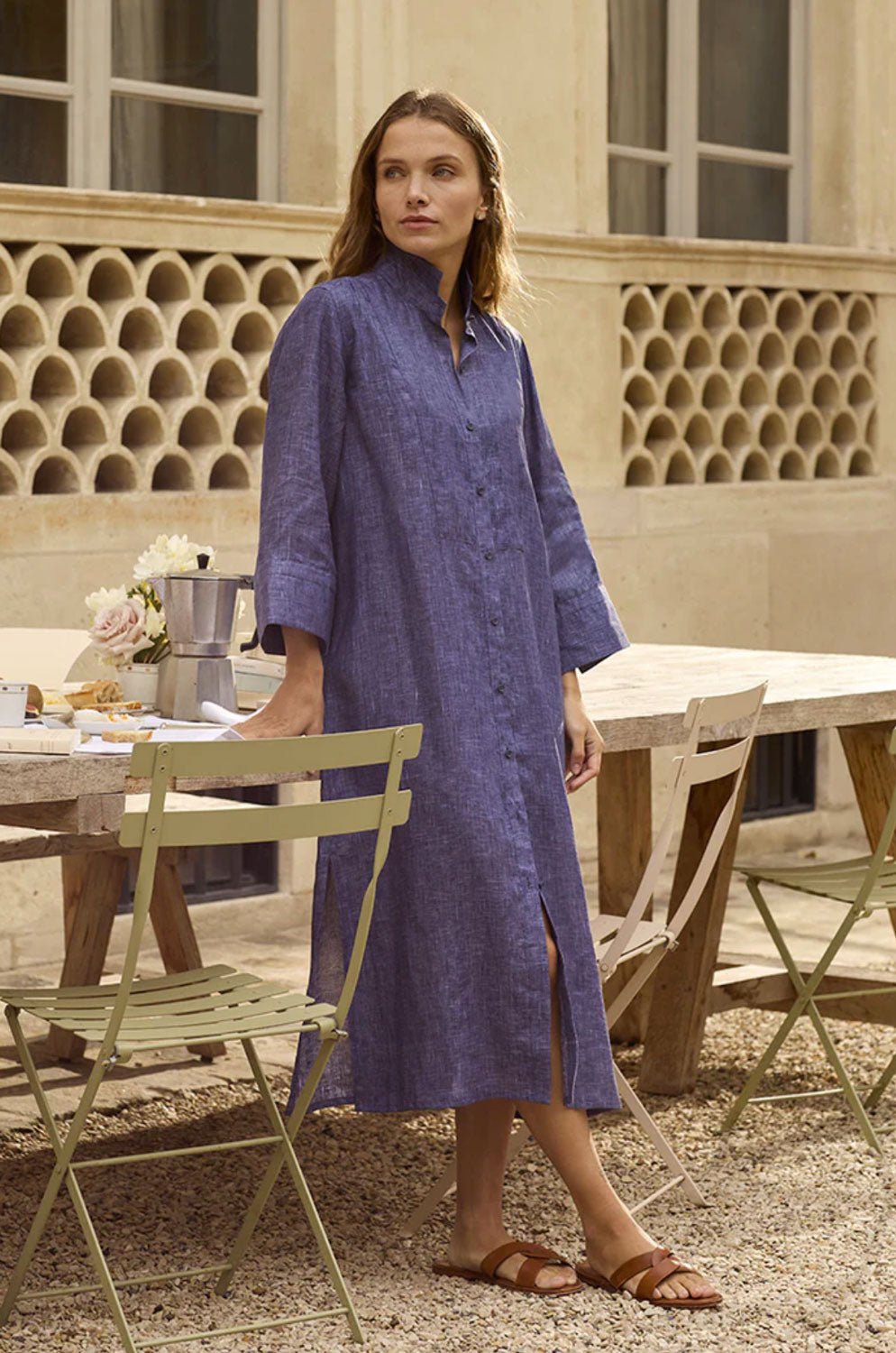 BOURRIENNE - Rosee Shirtdress in Navy Linen
