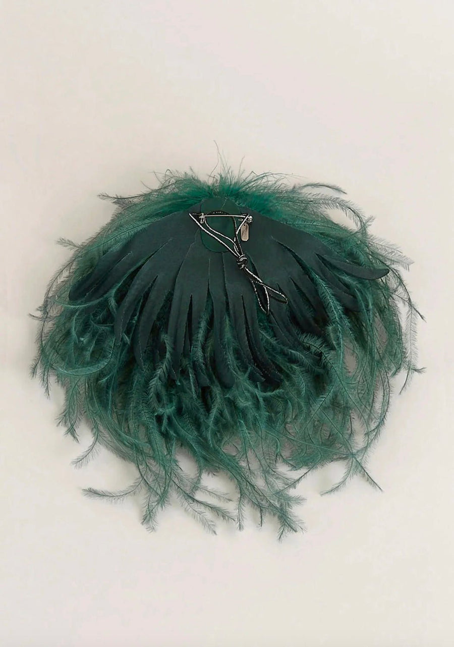 INDRESS - Feather Brooch/Headpiece in Sage Green