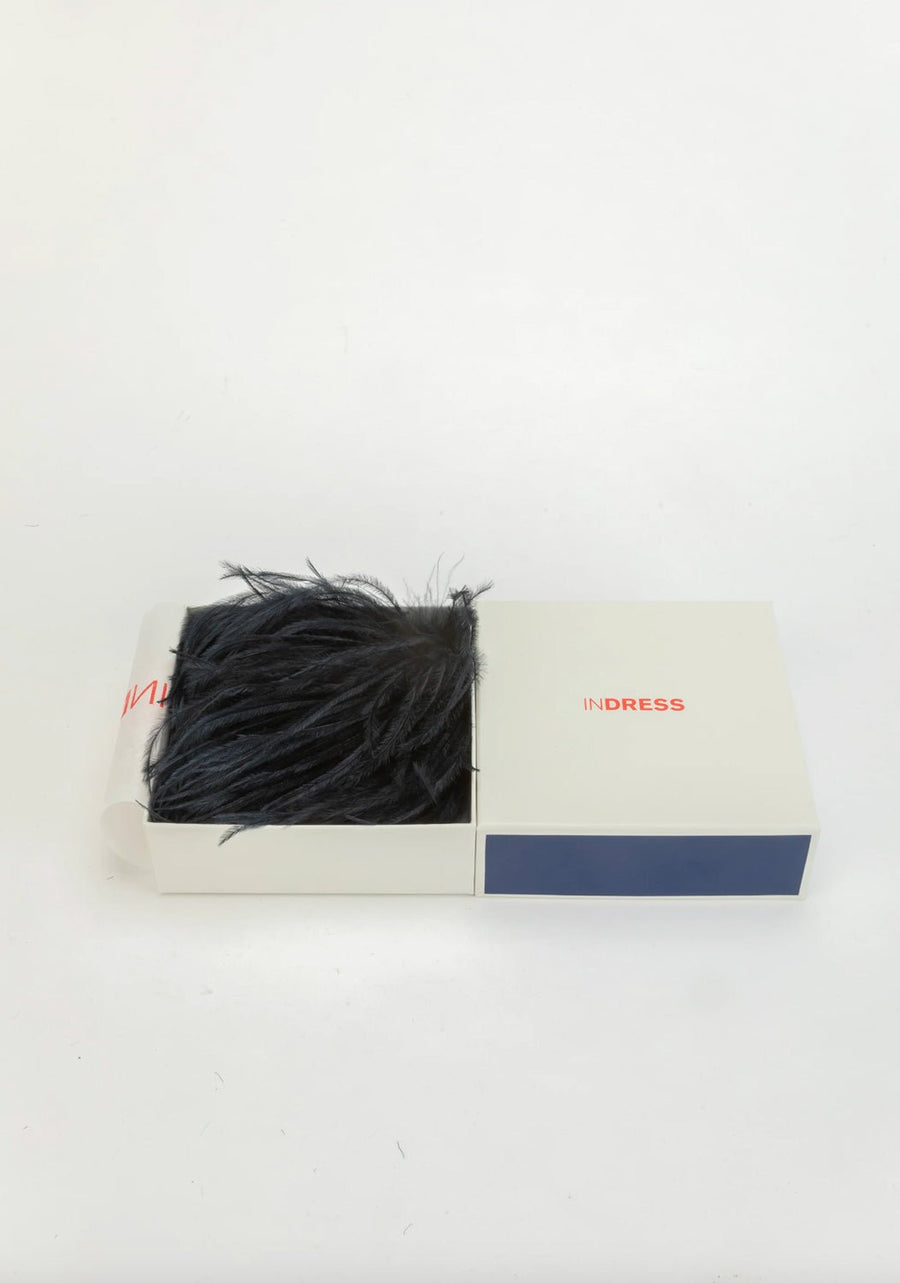 INDRESS - Feather Brooch/Headpiece in Slate Blue