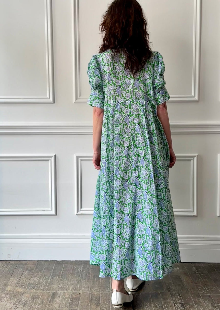 THIERRY COLSON - Venetia Dress in Green/Grey Parrot Dress