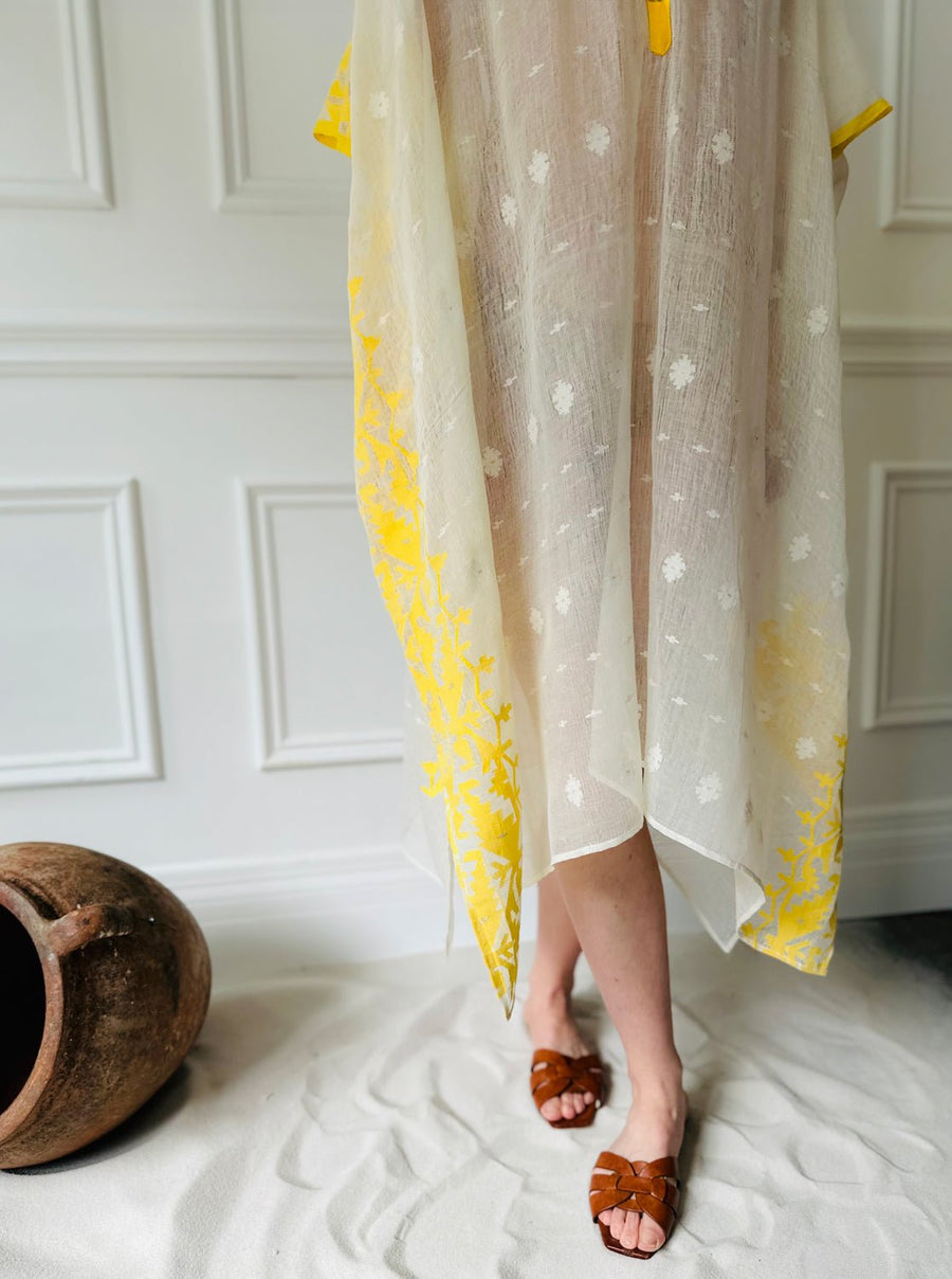 TWO NY - Dhaka Caftan in Yellow and White