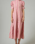 THIERRY COLSON - Venetia Dress in Biscuit + Pink Capri Stripes