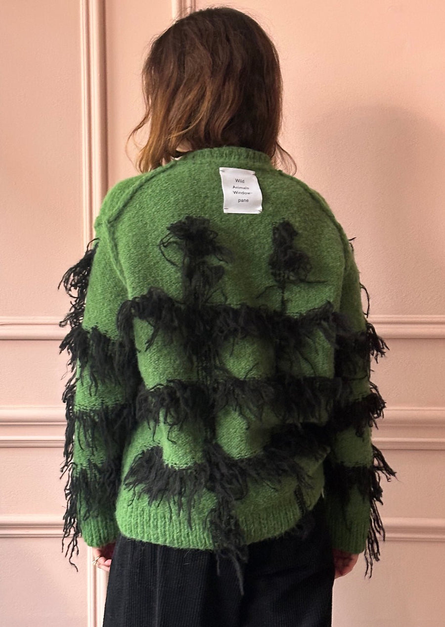 W.I.L.D. A.N.I.M.A.L.S. - Windowpane Crewneck Pullover Sweater in Green/Black