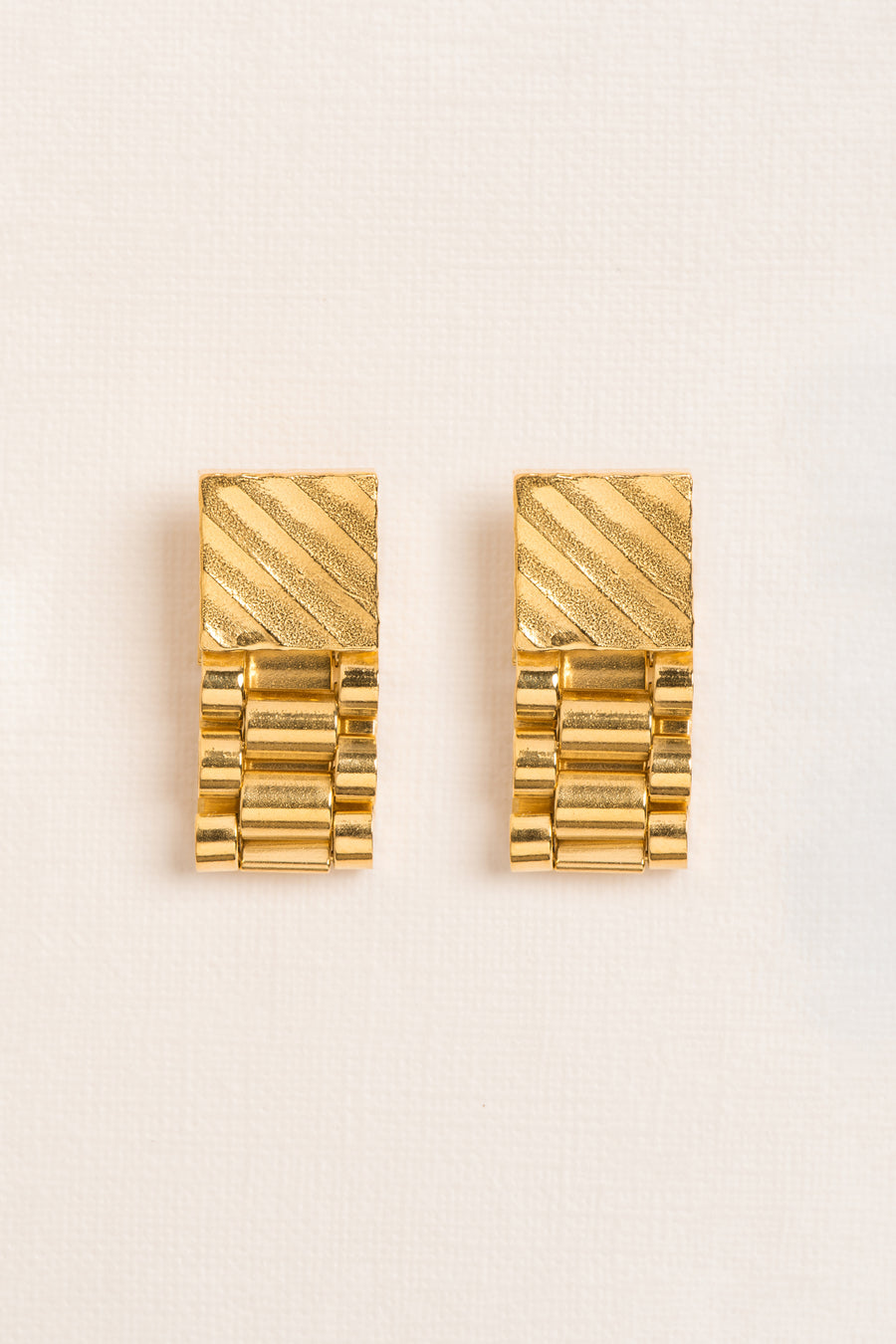 Wouters & Hendrix - Cufflink and Watch Chain Stud Earrings in Gold
