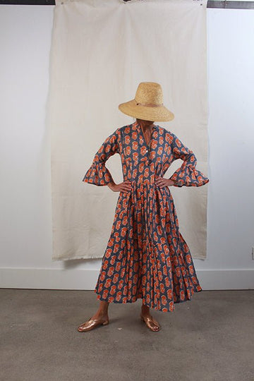 VIRGINIA JOHNSON - Boho Dress in Indigo/Orange