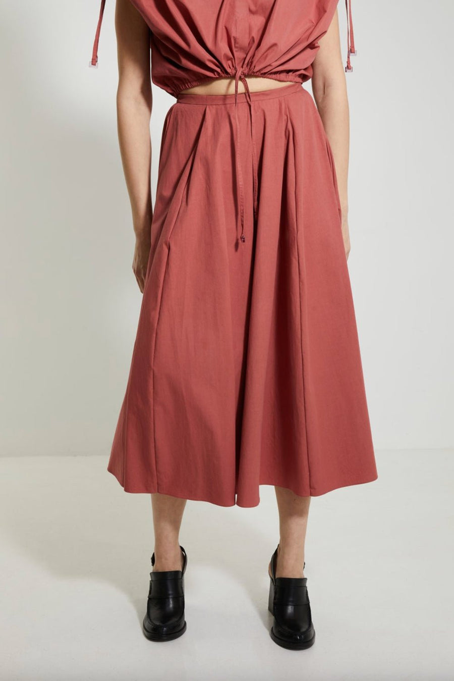 VERONIQUE LEROY - Cotton Poplin Pleated Circle Skirt in Canyon