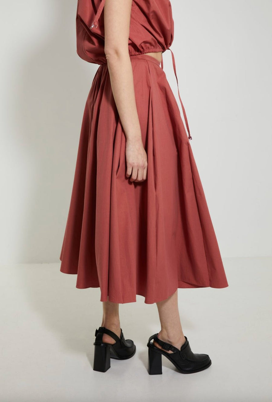 VERONIQUE LEROY - Cotton Poplin Pleated Circle Skirt in Canyon