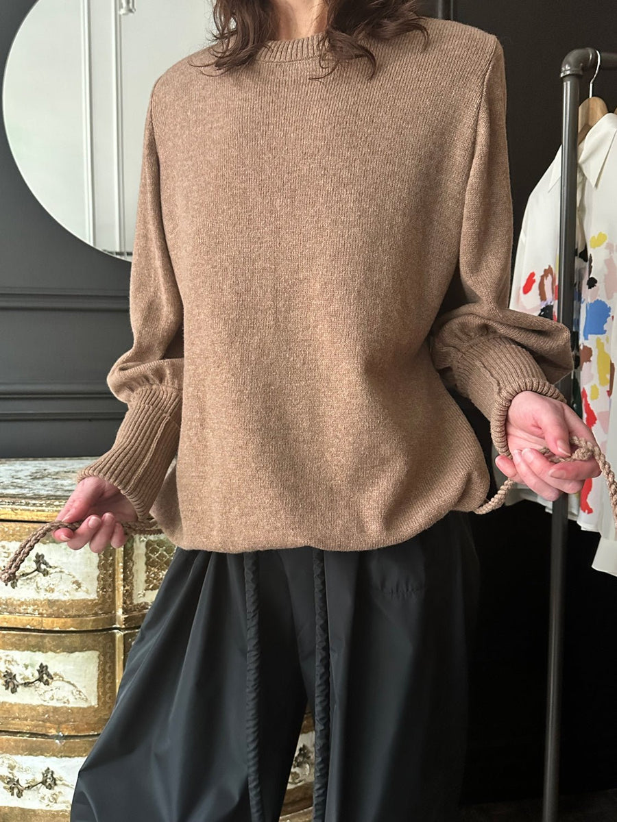 VERONIQUE LEROY - Knit Drawstring Sweater in Blush