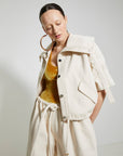 VERONIQUE LEROY - Cotton Denim High Neck Jacket in Chalk