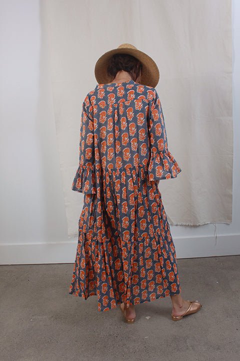 VIRGINIA JOHNSON - Boho Dress in Indigo/Orange